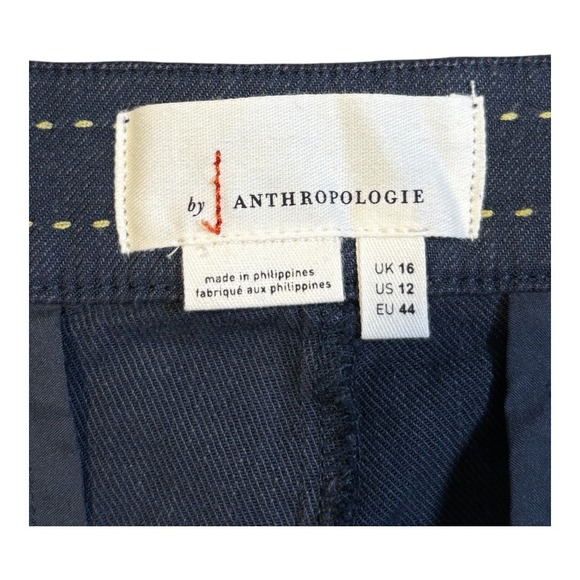 Anthropologie Wide Leg Linen Blend Marin Trousers Women Size 12 Navy Blue NWT - Picture 6 of 11